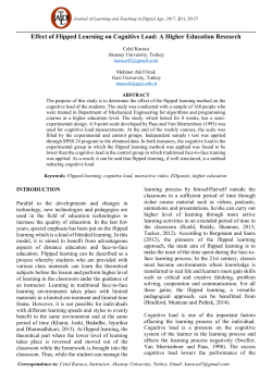 Effect of Flipped Learning on Cognitive Load