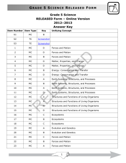 Grade 5 Science RELEASED Form &ndash; Online Version 2012&ndash;2013