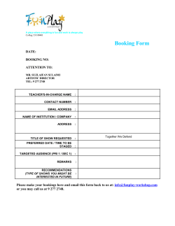 Booking Form - Funplay Workshop