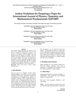 Author Guidelines for Preparing a Paper for International Journal of