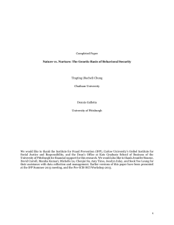 Completed Paper Nature vs. Nurture: The Genetic Basis of