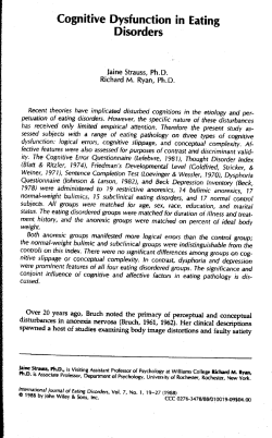 Cognitive Dysfunction in Eating Disorders - Self