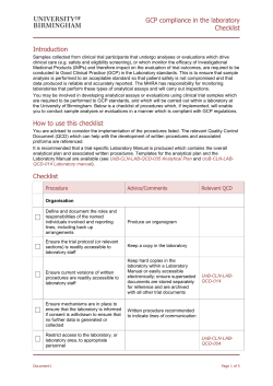 UoB-CLN-LAB-QCD-001 GCP compliance in the laboratory checklist