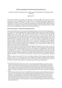 Tools for analyzing the water-food-energy-ecosystems nexus