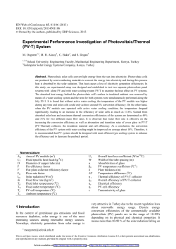 Experimental Performance Investigation of Photovoltaic/Thermal