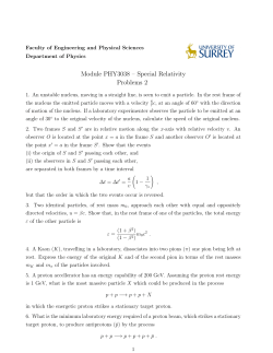 Module PHY3038 – Special Relativity Problems 2