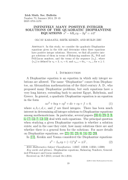 INFINITELY MANY POSITIVE INTEGER SOLUTIONS