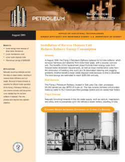 Installation of Reverse Osmosis Unit Reduces Refinery Energy