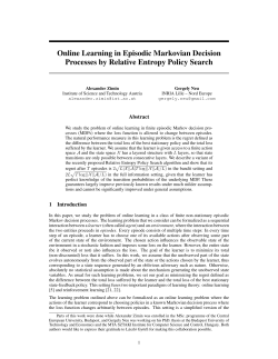 Online learning in episodic Markovian decision processes by