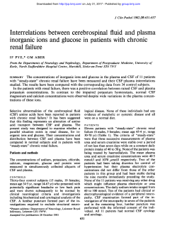 Interrelations between cerebrospinal fluid and plasma inorganic