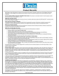 DMX Drain 6000&trade; Product Warranty