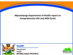 Mpumalanga Department of Health report on Comprehensive HIV