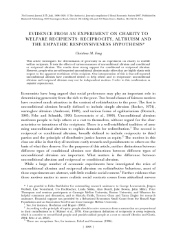 evidence from an experiment on charity to welfare recipients