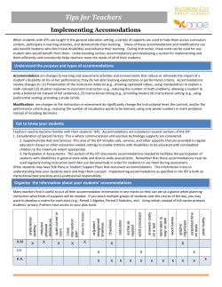 Implementing accommodations - Baltimore City Public Schools