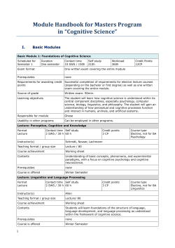 Modulhandbuch f&uuml;r den Masterstudiengang &ldquo;Cognitive science&rdquo;