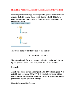 ELECTRIC POTENTIAL ENERGY AND ELECTRIC POTENTIAL