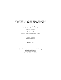evaluation of atmospheric impacts of selected coatings voc emissions