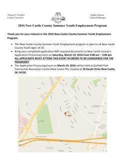 2016 New Castle County Summer Youth Employment Program