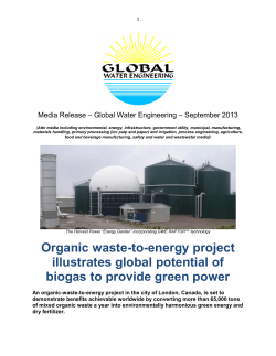 Organic waste-to-energy project illustrates global potential of biogas