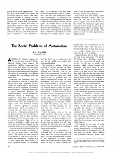 The Social, Problems` of Automation