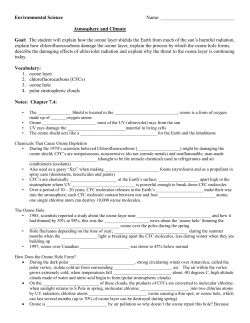 Environmental Science Name: Atmosphere and Climate Goal: The