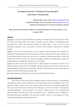 The Impact of Teacher`s Cognitive and Learning Styles