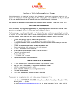 New Vacancy Within the Company for Area Manager Carrier