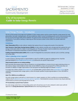 City of Sacramento Guide to Solar Energy Permits
