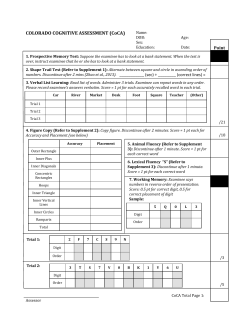 COLORADO COGNITIVE ASSESSMENT (CoCA)