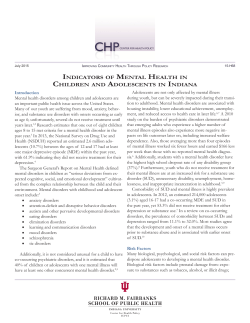 indicators of mental health in children and adolescents in indiana