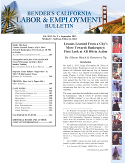 Lessons Learned From a City`s Move Towards Bankruptcy: First