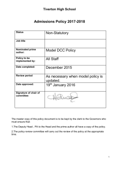 Admissions Policy 2017-2018