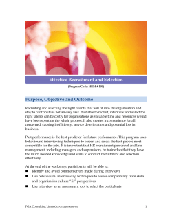 Purpose, Objective and Outcome Effective