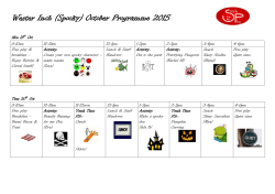 (Spooky) October Programme 2015 Mon 19 th Oct