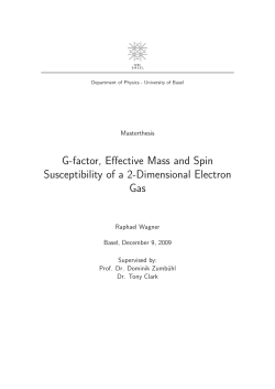 G-factor, Effective Mass and Spin Susceptibility of a 2