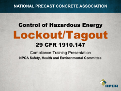 Control of Hazardous Energy &ndash; Lockout/Tagout