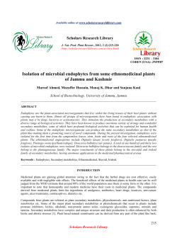 Isolation of microbial endophytes from some ethnomedicinal plants