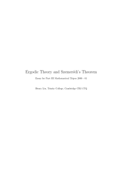 Ergodic Theory and Szemer&eacute;di`s Theorem