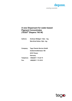 Ein neues Dispergiermittel f&uuml;r w&auml;ssrige Pigmentkonzentrate (TEGO