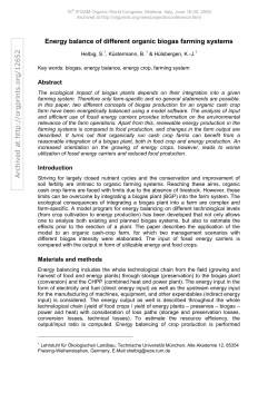 Energy balance of different organic biogas farming systems