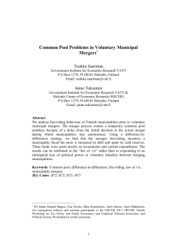 Common Pool Problems in Voluntary Municipal Mergers