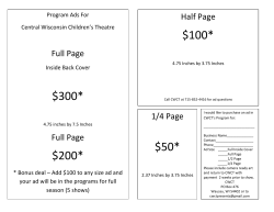 $300* $200* $100* $50* - Central Wisconsin Children`s Theatre