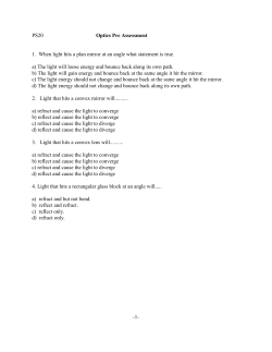 PS20 Optics Pre Assessment 1. When light hits a plan