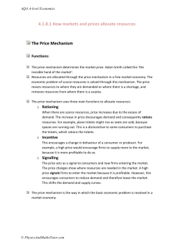 4.1.8.1 How markets and prices allocate resources The Price