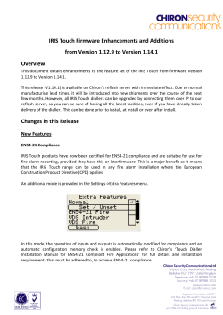 IRIS Touch Firmware Enhancements and Additions from V1.12.9 to