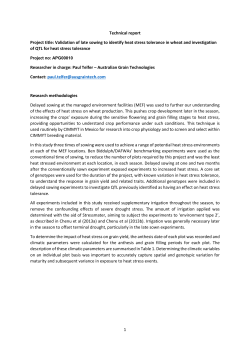 Technical report Project title: Validation of late sowing to identify