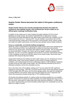 Austria Center Vienna becomes the nation`s first green conference