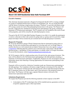 DC SUN Ward 4 Bulk Purchase RFP
