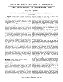 Applied Cognition Approach: A Key Factor for Authentic Learning