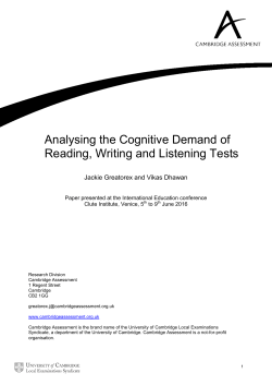 Analysing the Cognitive Demand of Reading, Writing and Listening